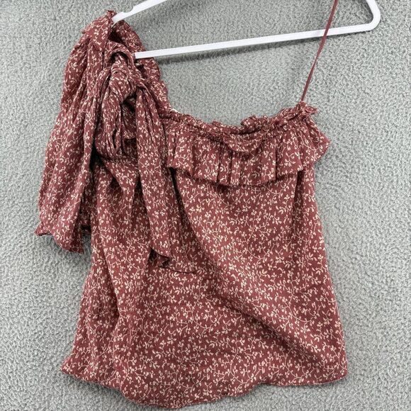 Ulla Johnson Alene one shoulder floral top in clay size 4 flawed* - Picture 1 of 16